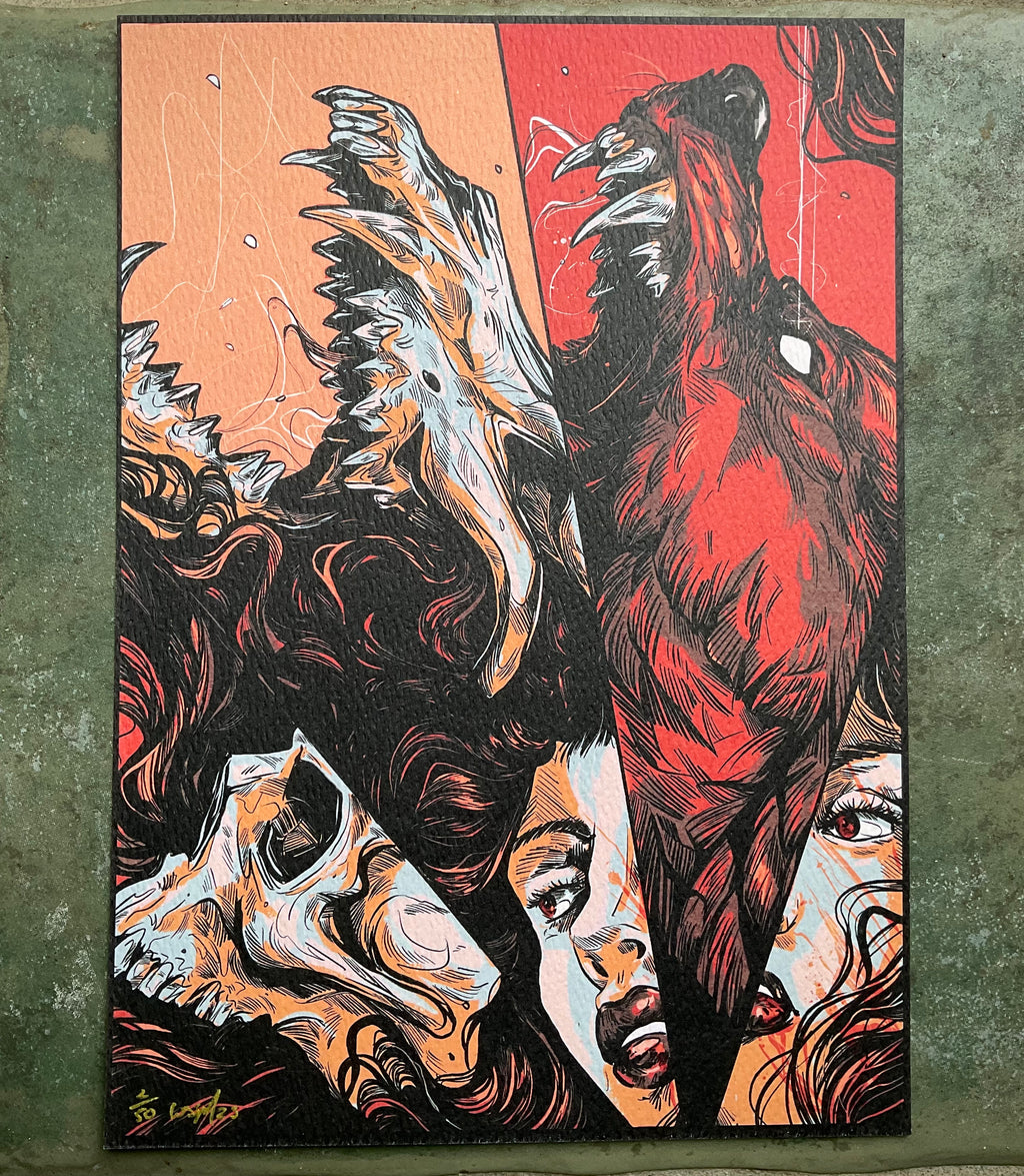 Fall into wolf shape PRINT signed