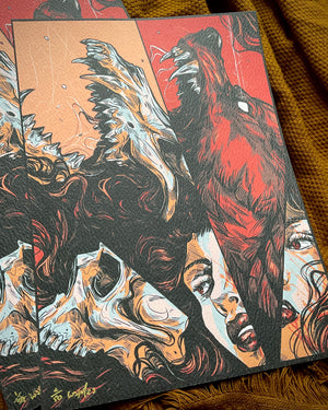 Fall into wolf shape PRINT signed