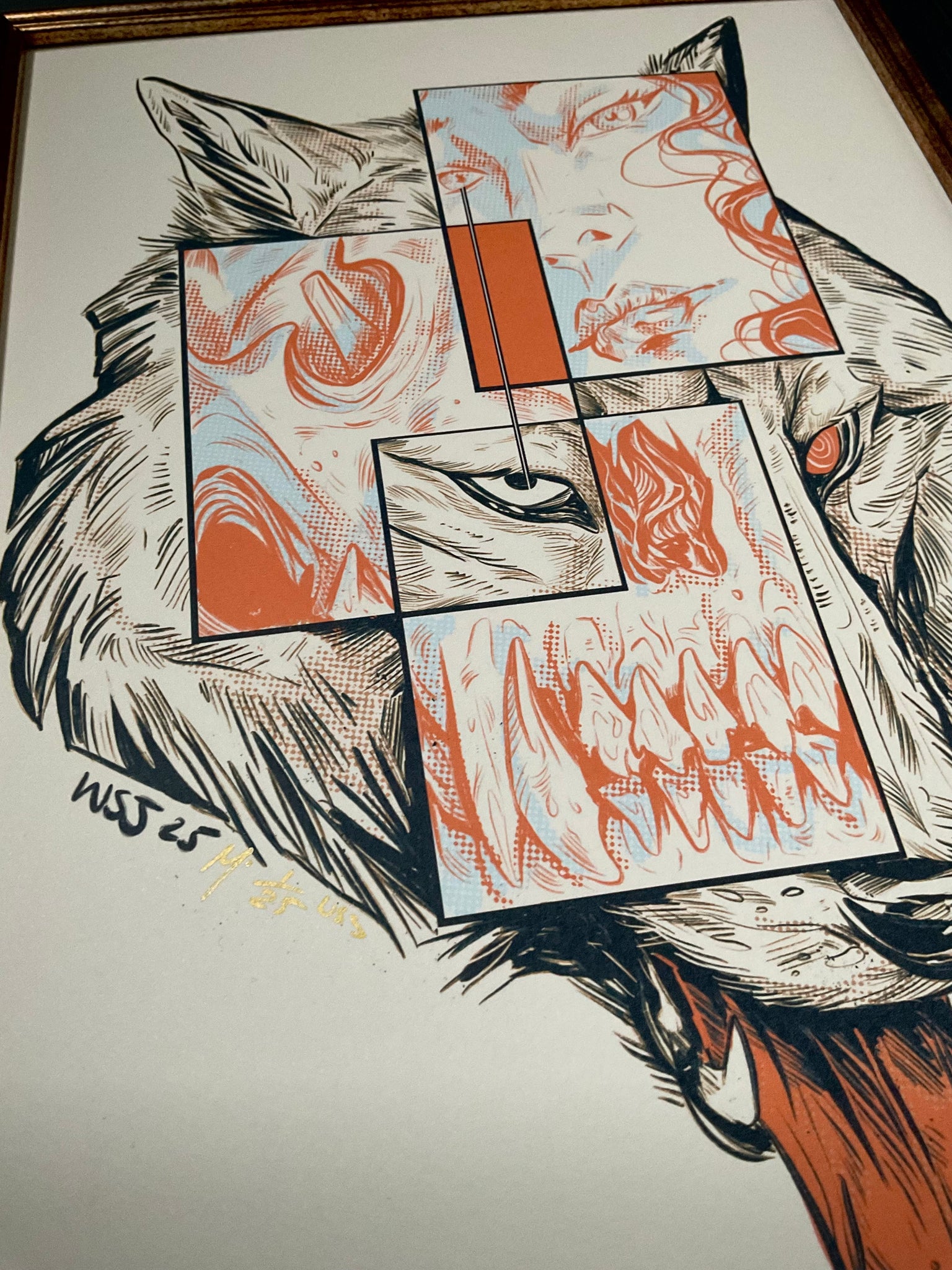 A4 Wolf Aligned signed print